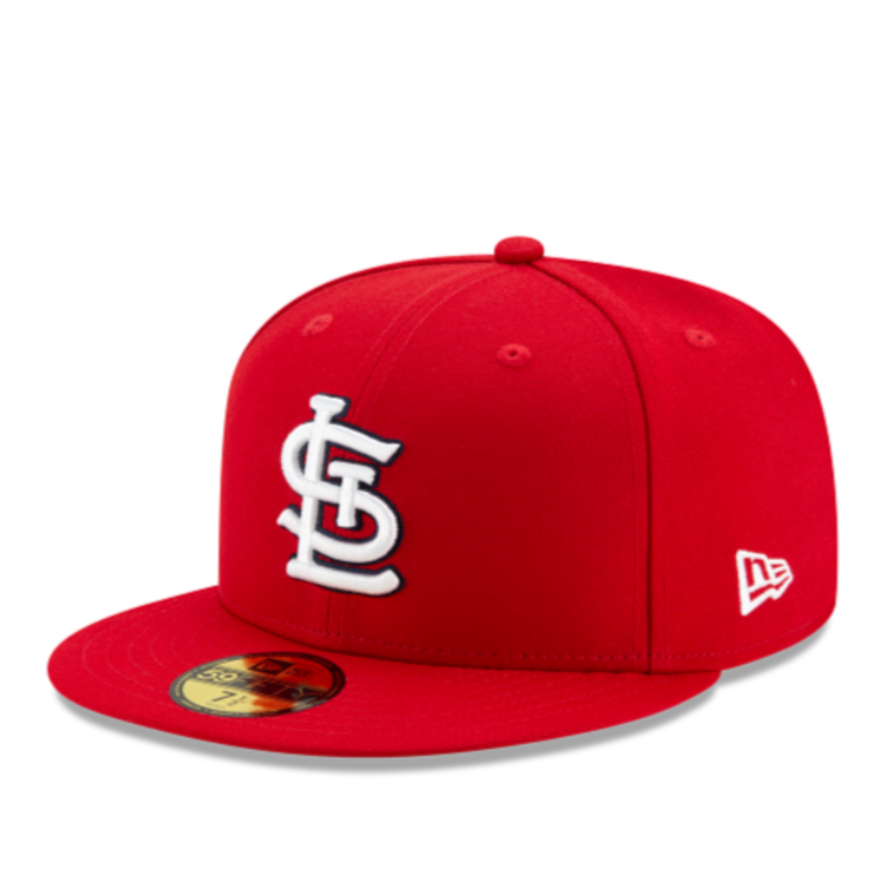 New Era St. Louis Cardinals Red 59FIFTY Fitted Hat featuring an embroidered Cardinals logo on a red crown with a flat visor and fitted construction.