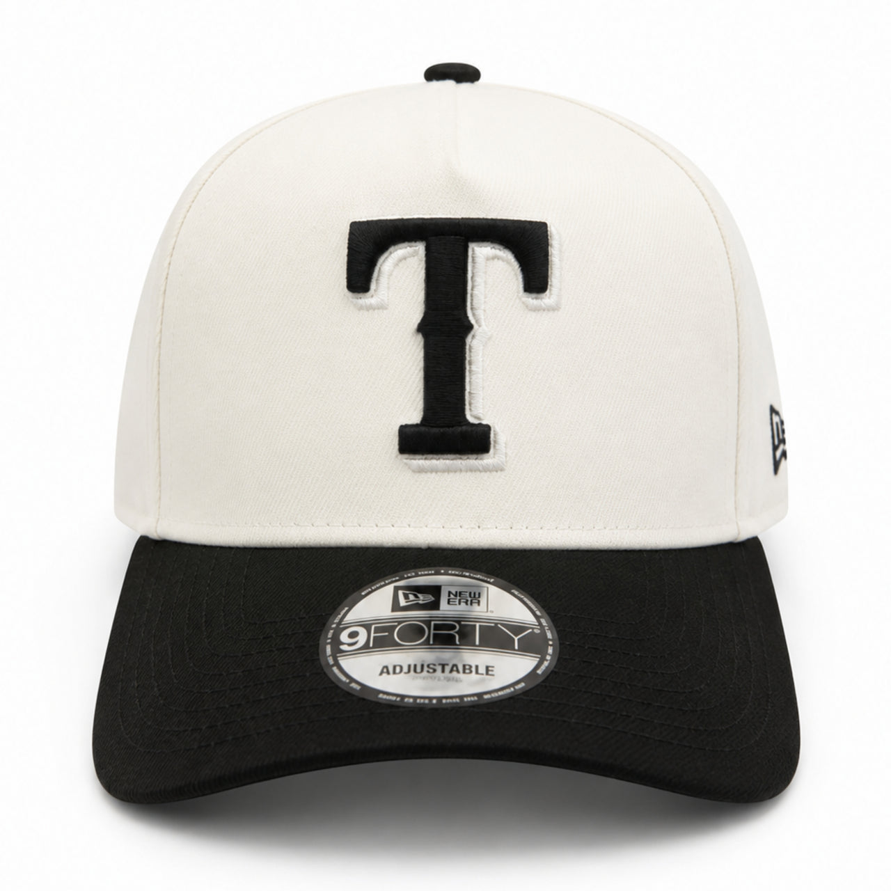 New Era Texas Rangers Chrome Black 9FORTY A-Frame Snapback Hat front view