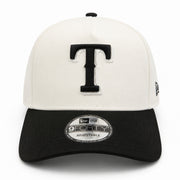 New Era Texas Rangers Chrome Black 9FORTY A-Frame Snapback Hat front view