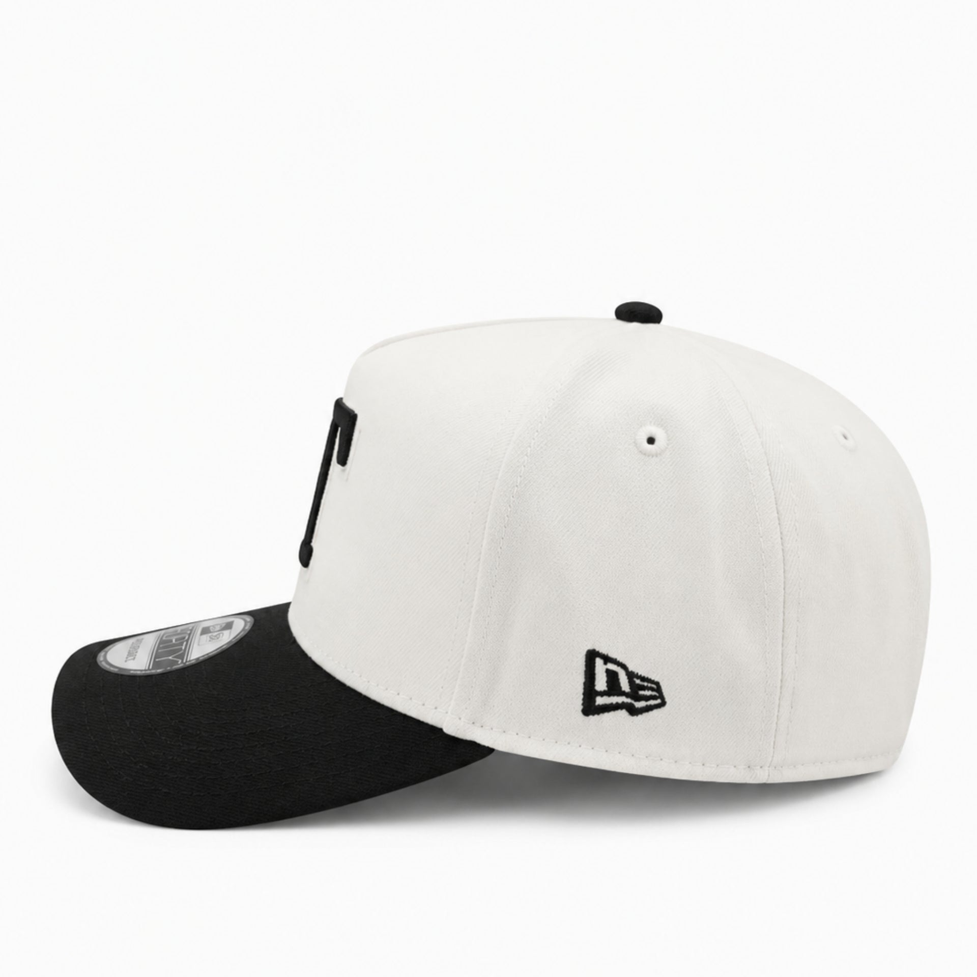 New Era Texas Rangers Chrome Black 9FORTY A-Frame Snapback Hat left side view