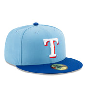 New Era Texas Rangers Sky Blue On-Field 59FIFTY Fitted Hat front right view