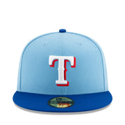 New Era Texas Rangers Sky Blue On-Field 59FIFTY Fitted Hat front view