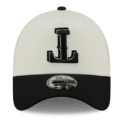 New Era Texas Rangers Upside Down Chrome Black 9FORTY A-Frame Snapback Hat front view