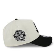 New Era Texas Rangers Upside Down Chrome Black 9FORTY A-Frame Snapback Hat right side view