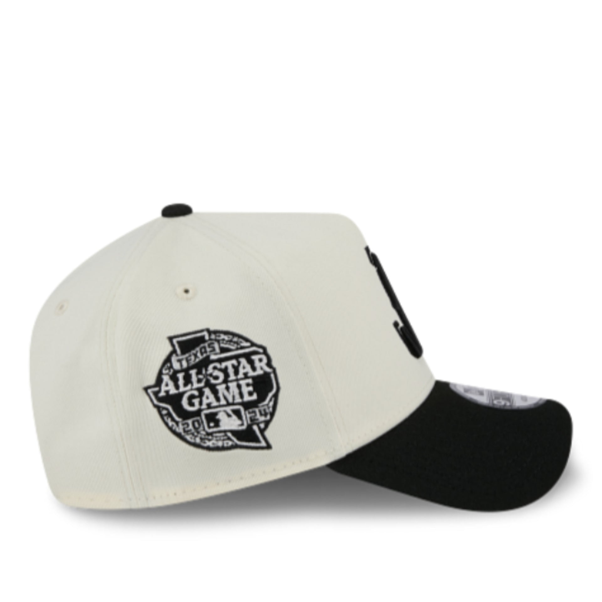 New Era Texas Rangers Upside Down Chrome Black 9FORTY A-Frame Snapback Hat right side view