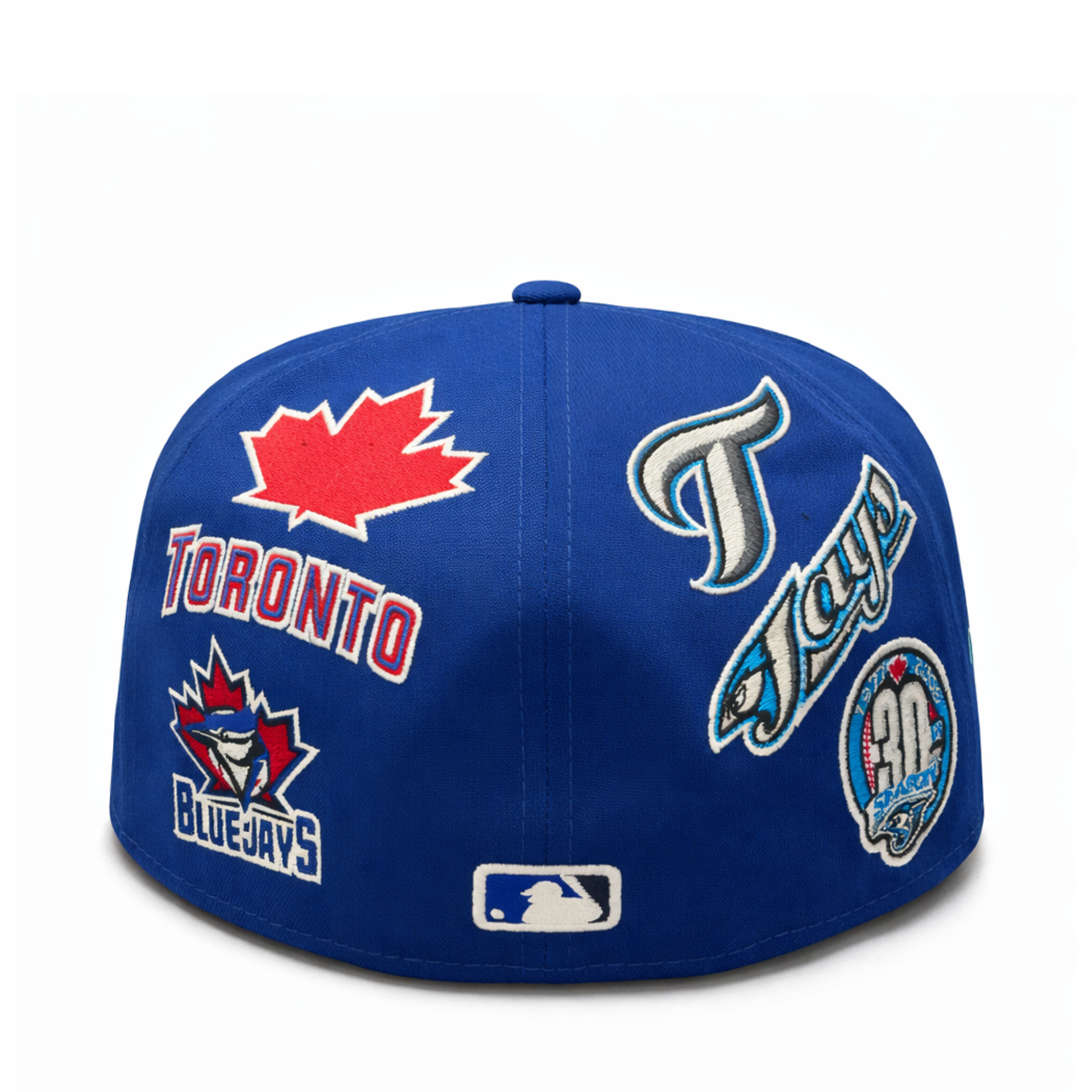 New Era Toronto Blue Jays All Over Logo 59FIFTY Fitted Hat Royal Blue back view