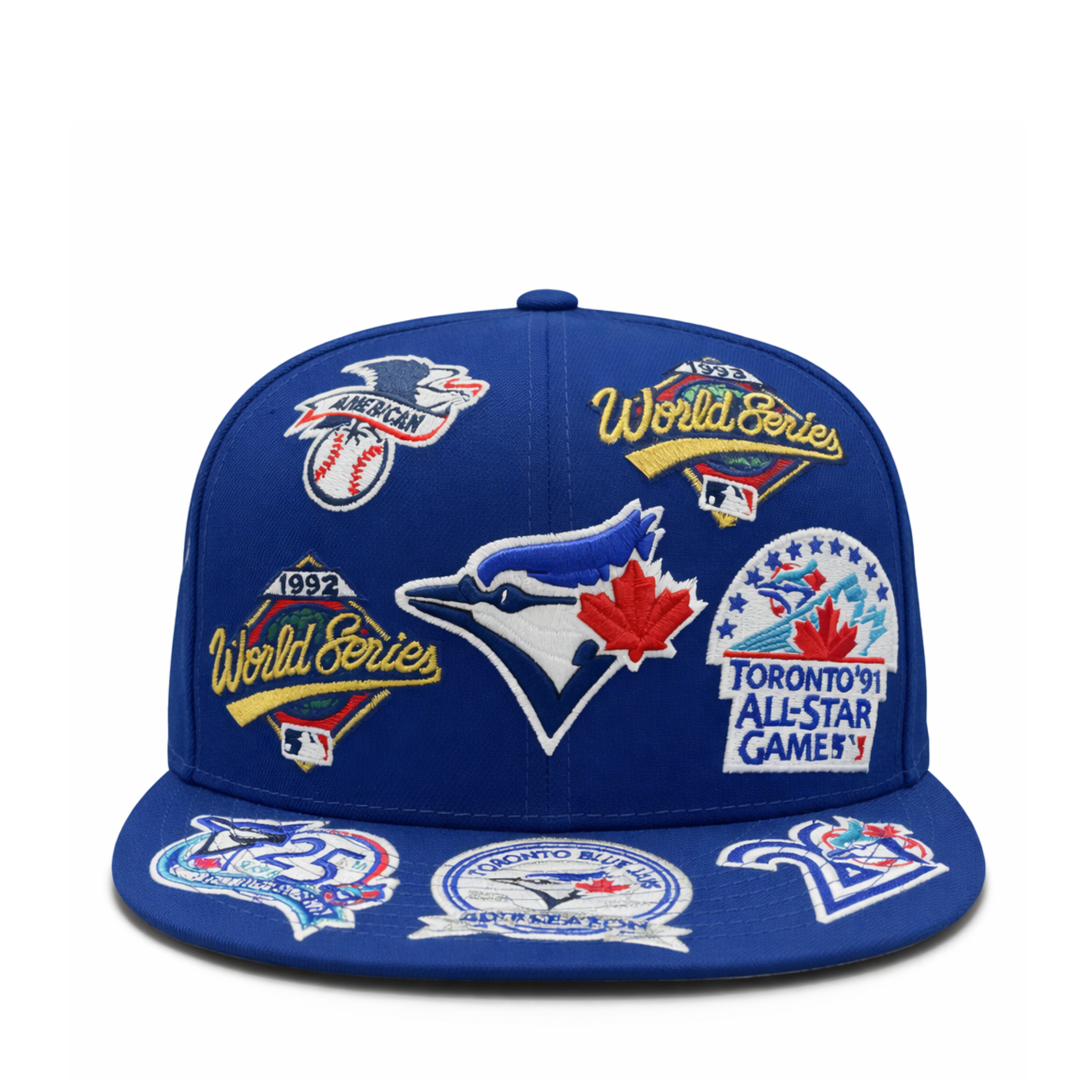 New Era Toronto Blue Jays All Over Logo 59FIFTY Fitted Hat Royal Blue front view