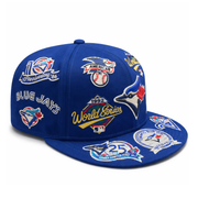 New Era Toronto Blue Jays All Over Logo 59FIFTY Fitted Hat Royal Blue right front view