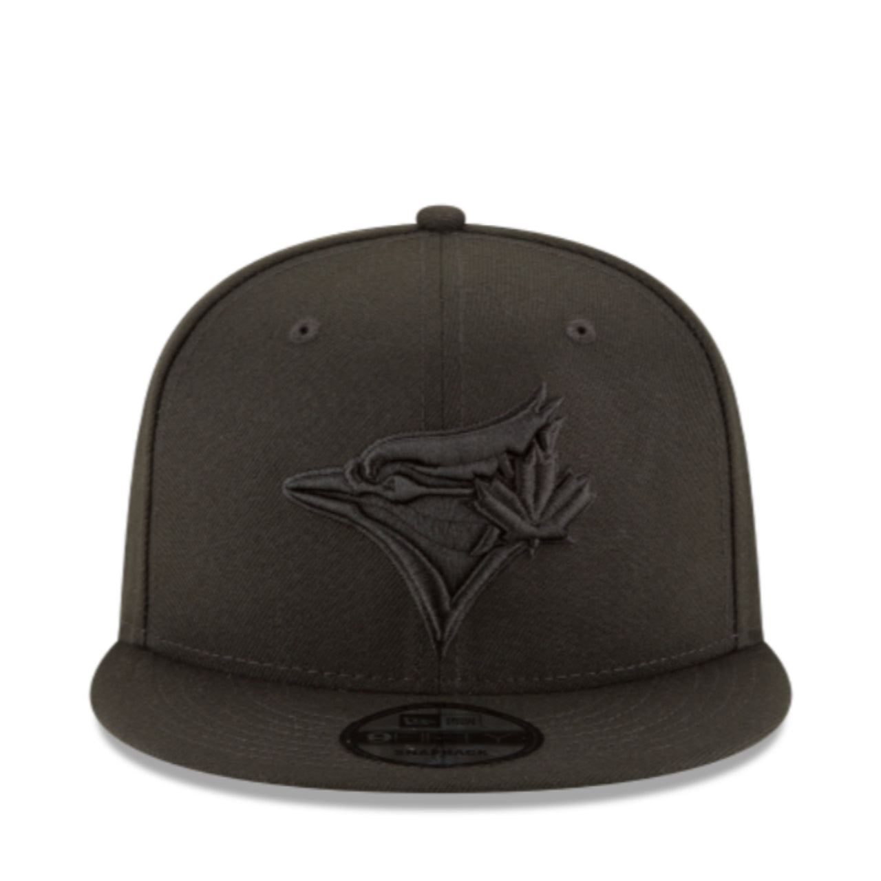 New Era Toronto Blue Jays Black on Black 9FIFTY Snapback Hat front view