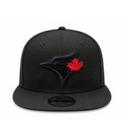 New Era Toronto Blue Jays 9FIFTY Snapback Hat Black Red Edition front view