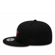 New Era Toronto Blue Jays 9FIFTY Snapback Hat Black Red Edition left side view