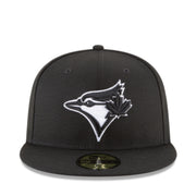 New Era Toronto Blue Jays Black White 59FIFTY Fitted Hat front view