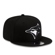 New Era Toronto Blue Jays Black White 9FIFTY Snapback Hat front right angle view
