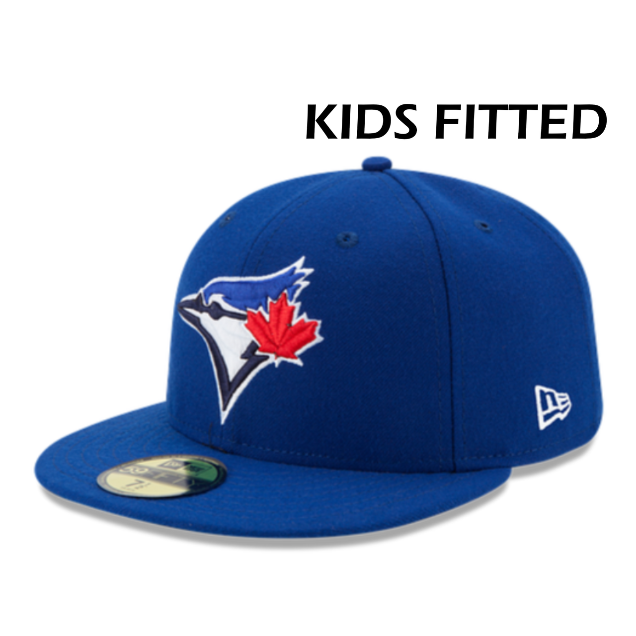 New Era Toronto Blue Jays Blue YOUTH 59FIFTY Fitted Hat front angle view