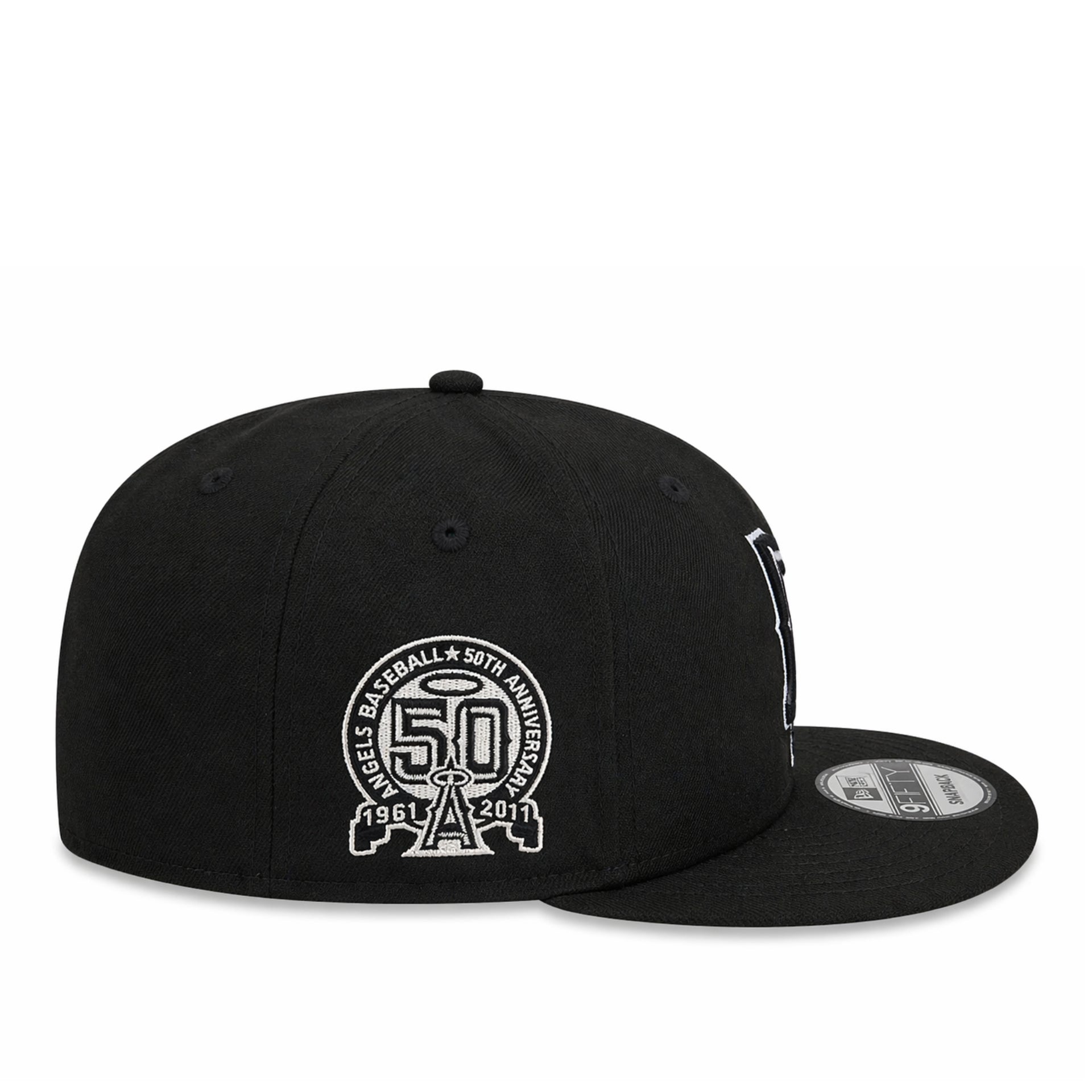 New Era Upside Down Los Angeles Anaheim Angels 9FIFTY Snapback Hat -Black side view