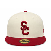 New Era USC Trojans Chrome Burgundy 59FIFTY Fitted Hat front view