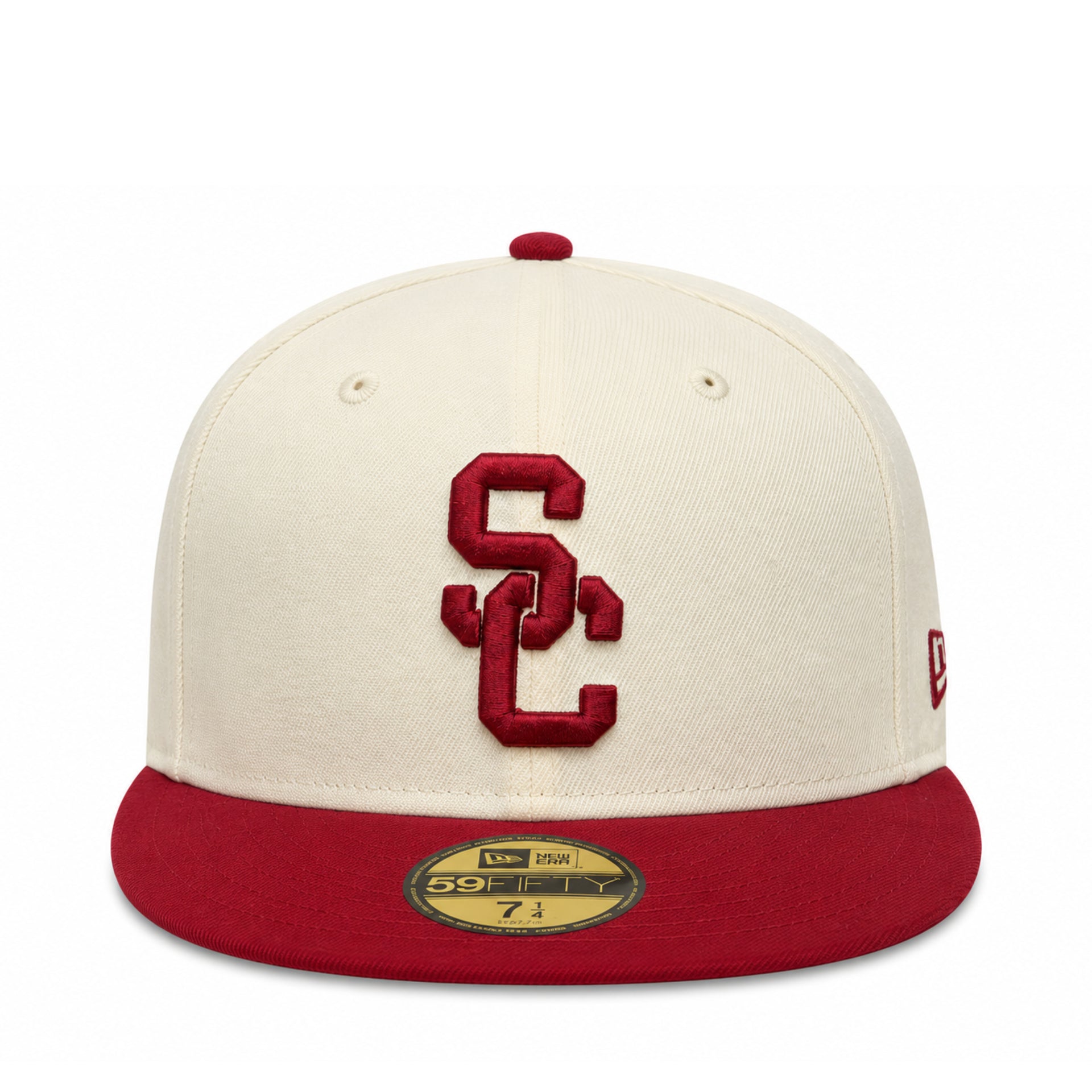 New Era USC Trojans Chrome Burgundy 59FIFTY Fitted Hat front view