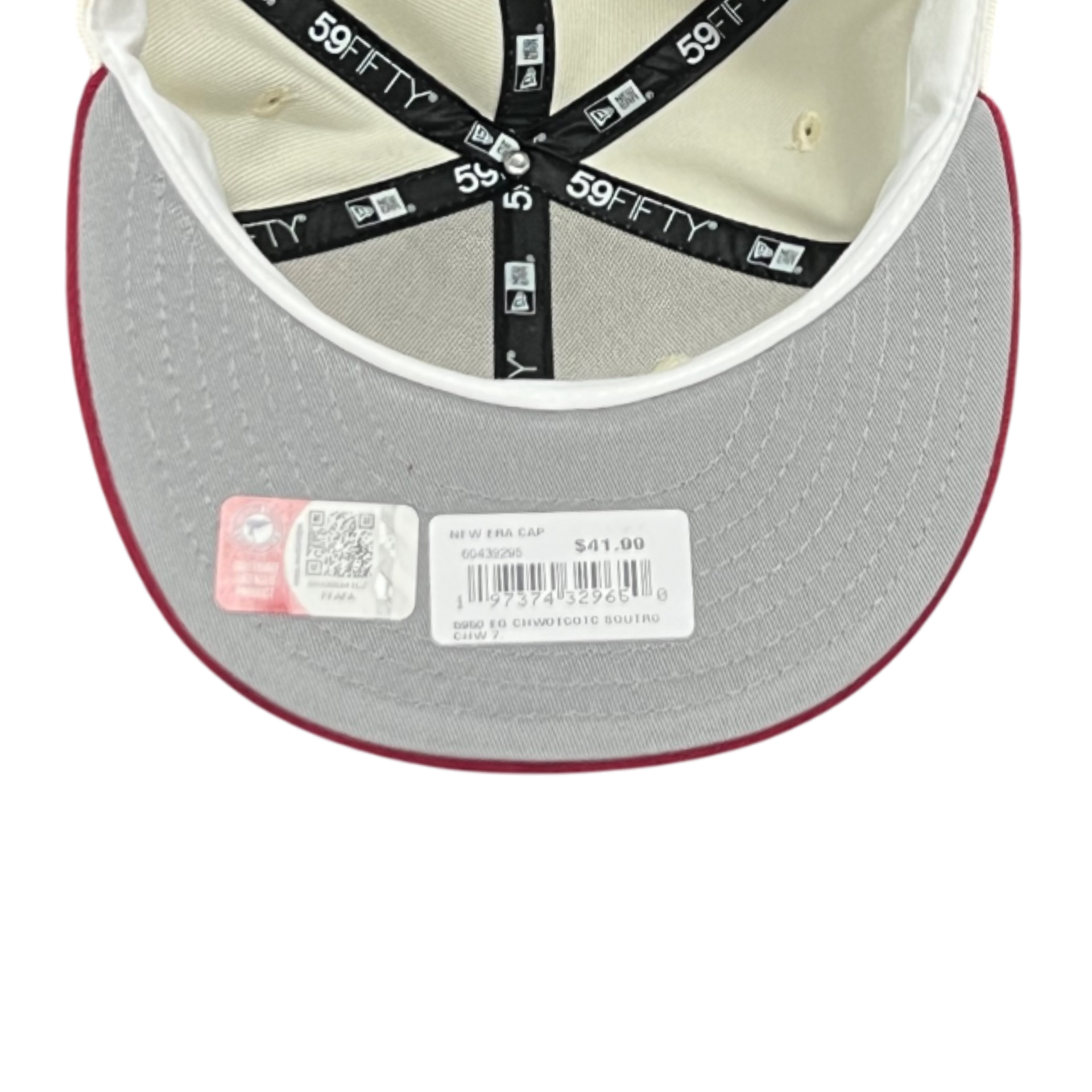 Gray Under Visor of New Era USC Trojan Chrome Burgundy 2 Tone SC Logo 59Fifty Fitted Hat 