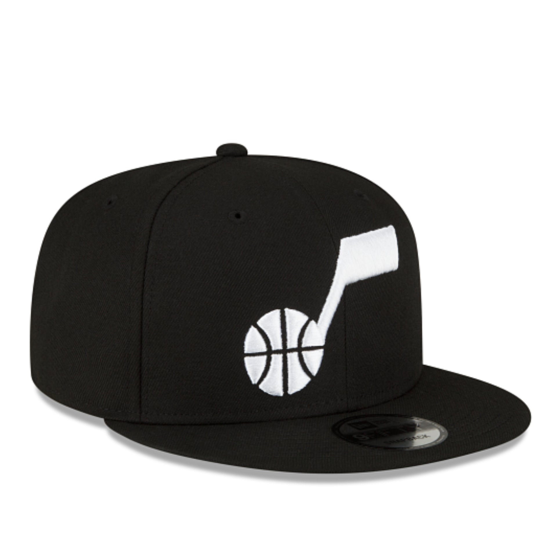 New Era Utah Jazz NBA 9Fifty Snapback Hat - Black White right front view