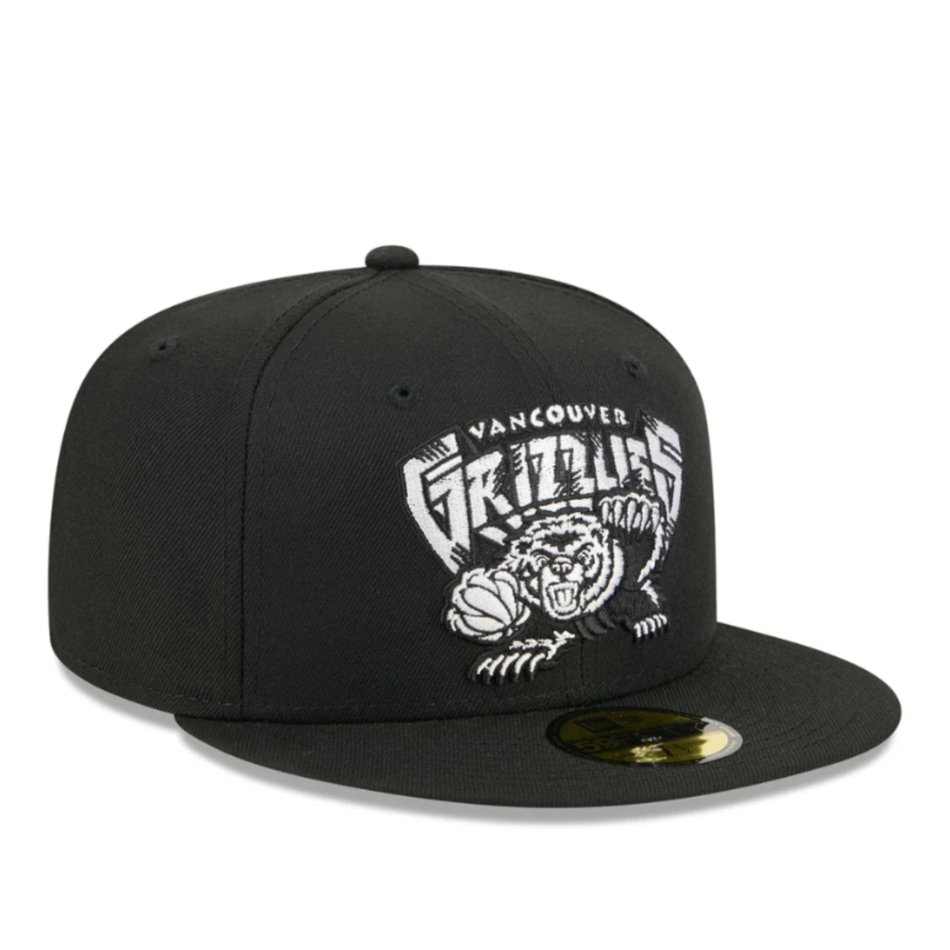 New Era Vancouver Grizzlies Black White 59FIFTY Fitted Hat front right view