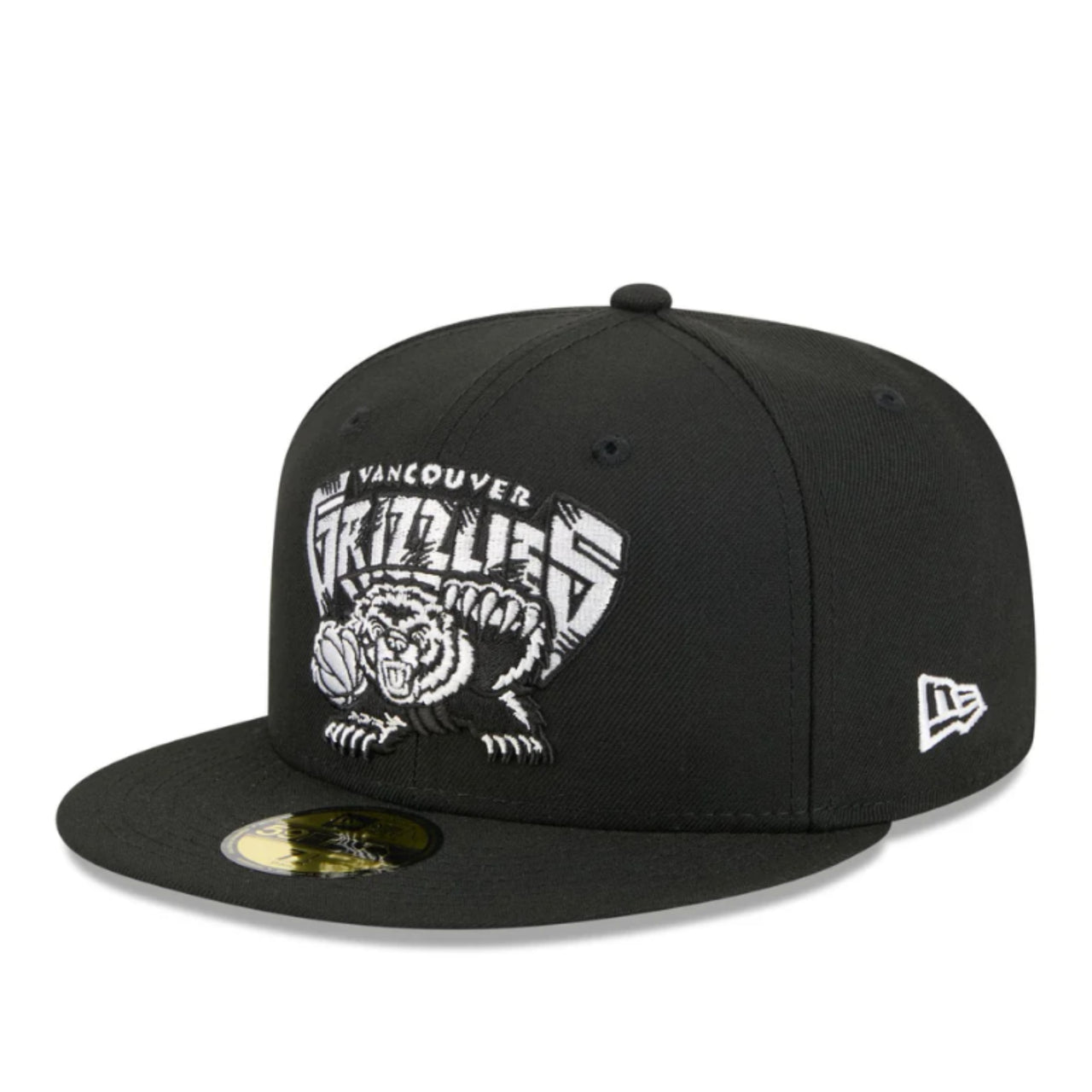 New Era Vancouver Grizzlies Black White 59FIFTY Fitted Hat front angle view