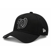 New Era Washington Nationals black 9FORTY A-Frame snapback showing embroidered New Era flag logo