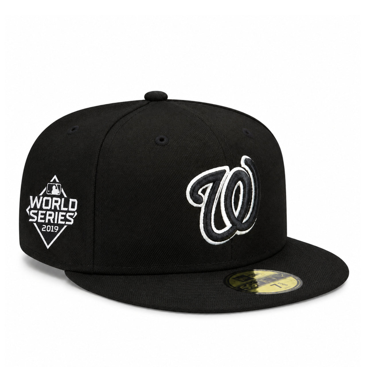 New Era Washington Nationals World Series 2019 Black 59FIFTY Fitted Hat front right angle view