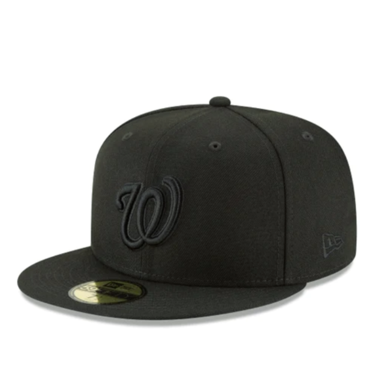 Front View of New Era Washington Nationals Black on Black 59FIFTY Fitted Hat
