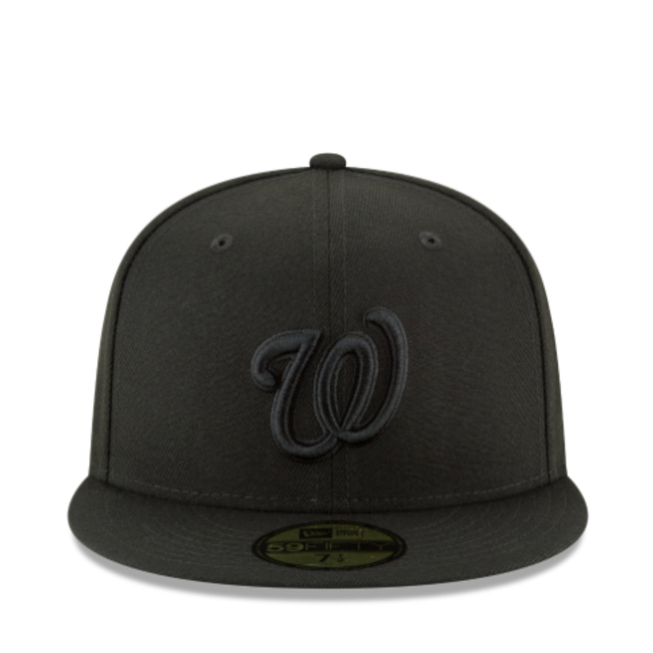 New Era Washington Nationals 59FIFTY Fitted Hat Black on Black front view