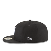 Side View of New Era Washington Nationals Black White 59FIFTY Fitted Hat side view