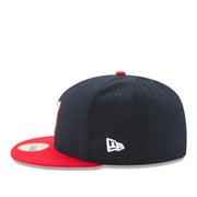 New Era Washington Nationals Authentic Collection 59FIFTY Fitted Hat Navy Red 2 Tone side view 