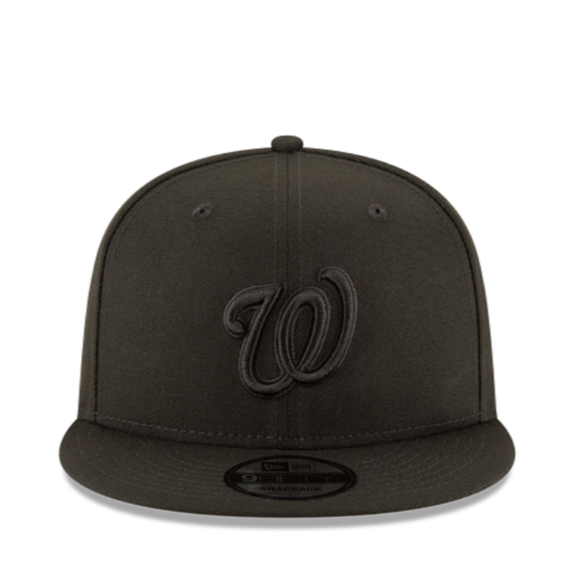 New Era Washington Nationals Black on Black 9FIFTY Snapback front view