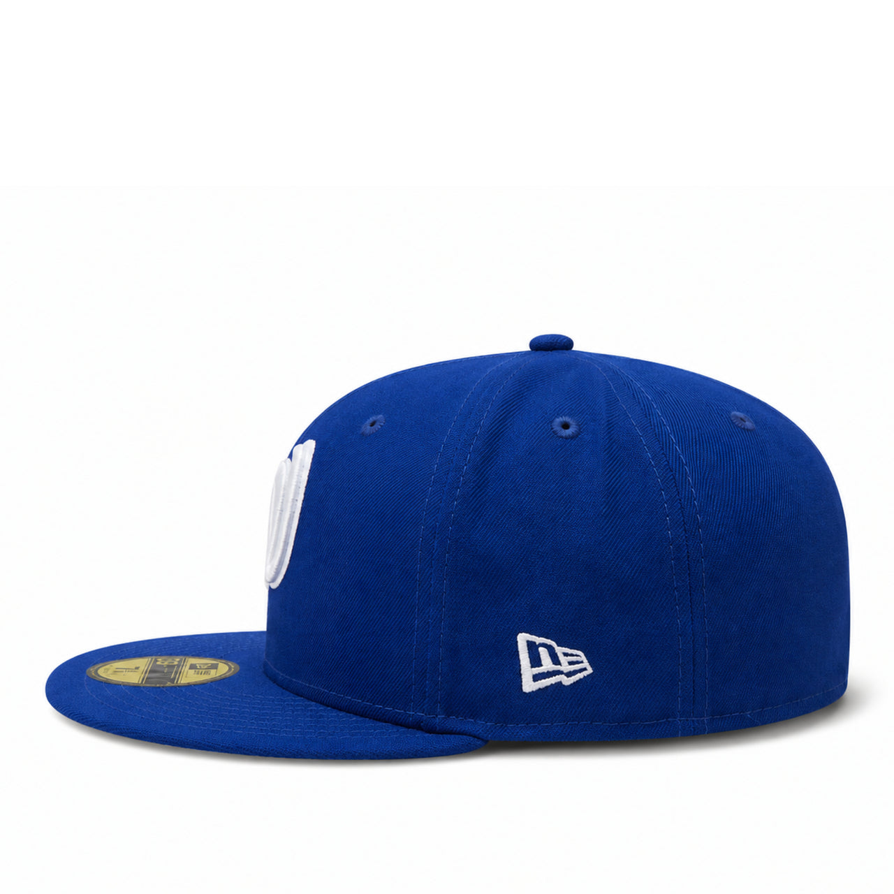 Royal blue New Era Washington Nationals 59FIFTY fitted cap with embroidered white logo side view