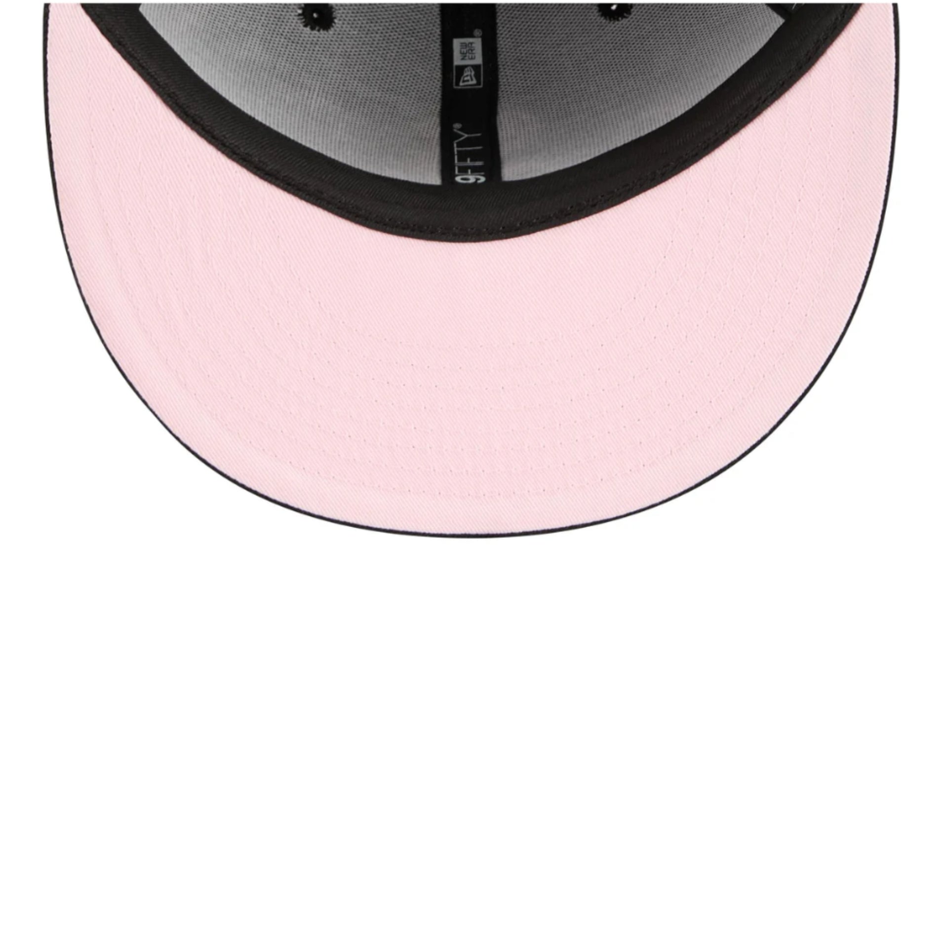 New Era White Sox lola Bunny 9FIFTY snapback hat black pink undervisor detail showing inner lining and stitching