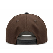 Rear view of New Era New York Yankees brown 9FORTY A-Frame snapback with black adjustable snapback closure and matching black top button