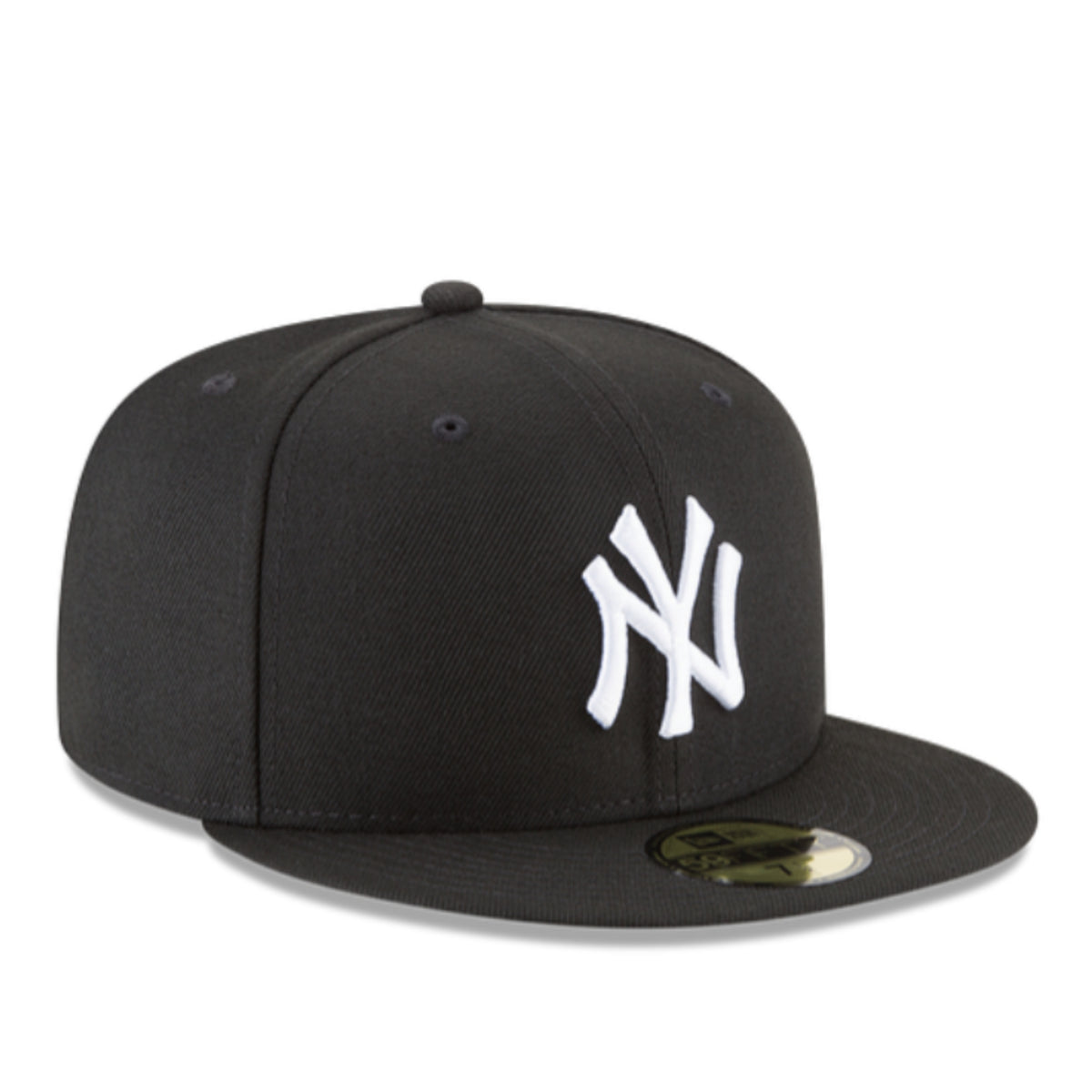New Era New York Yankees Black White Kids 59FIFTY Fitted Hat front right angled view