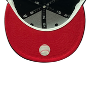 red under visor view of New Era New York Yankees Rose Thorn Black 59FIFTY Fitted Hat