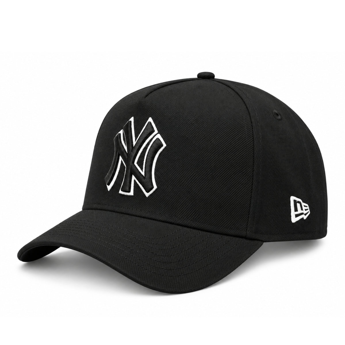 New Era New York Yankees Subway Series black 9FORTY A-Frame snapback hat with white outlined NY logo and embroidered side patch, main angle