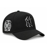 Opposite side angle of New Era Yankees Subway Series black 9FORTY A-Frame snapback with white New Era flag embroidery
