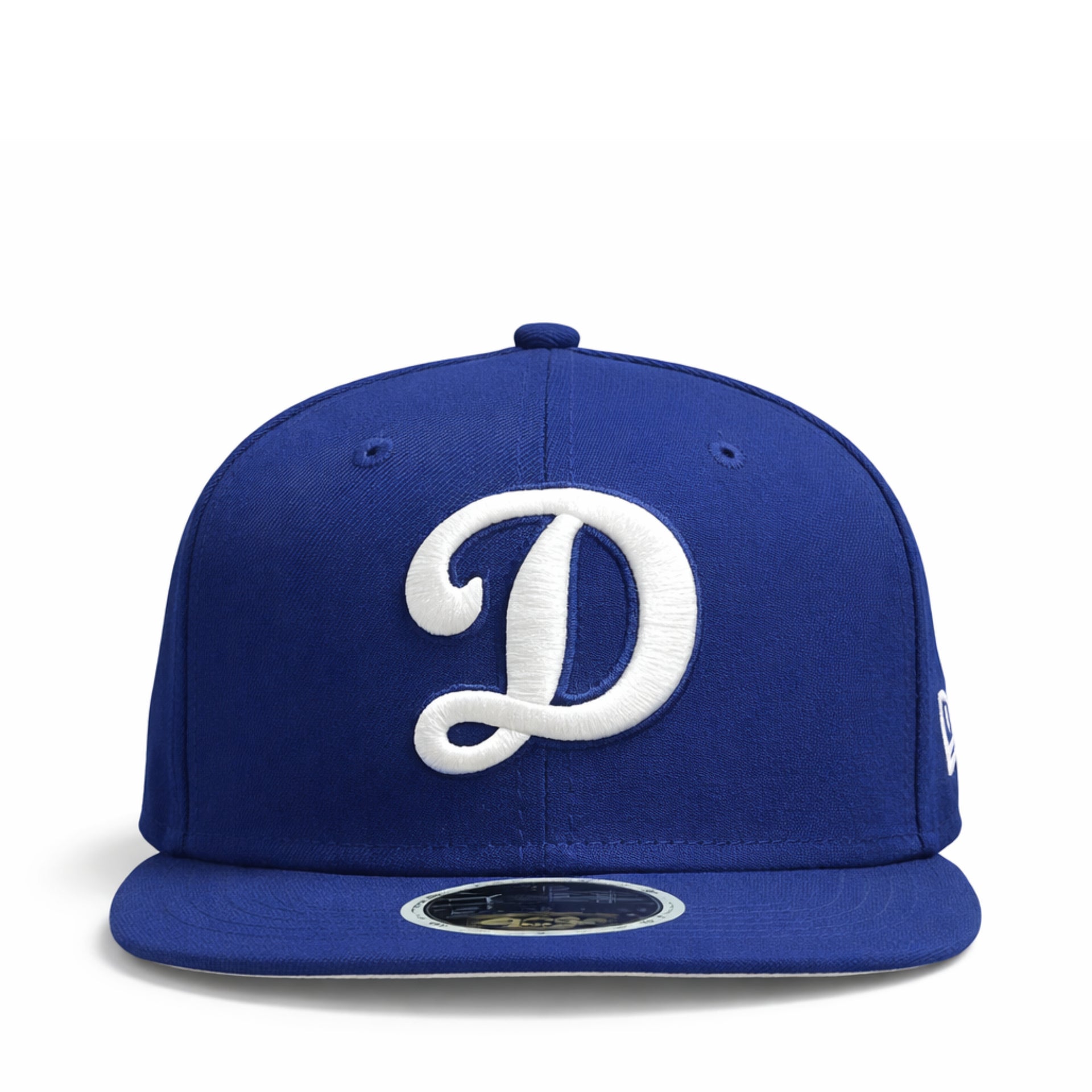 front view of YOUTH Los Angeles Dodgers D Logo Royal Blue 59FIFTY Fitted Hat