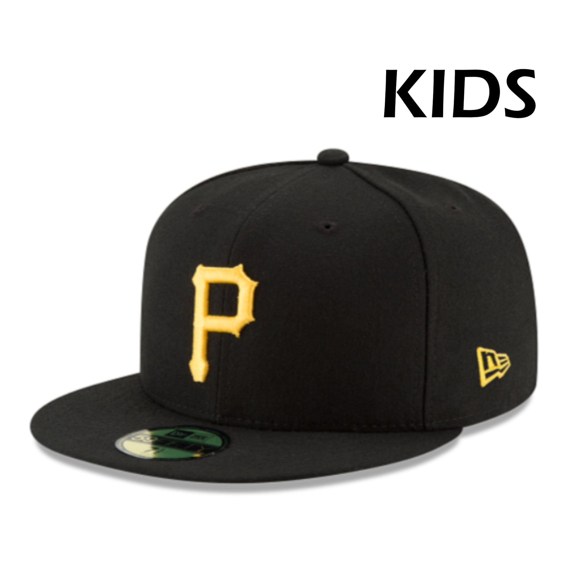 New Era Youth Pittsburgh Pirates Black 59FIFTY Fitted Hat with gold Pirates logo on black crown