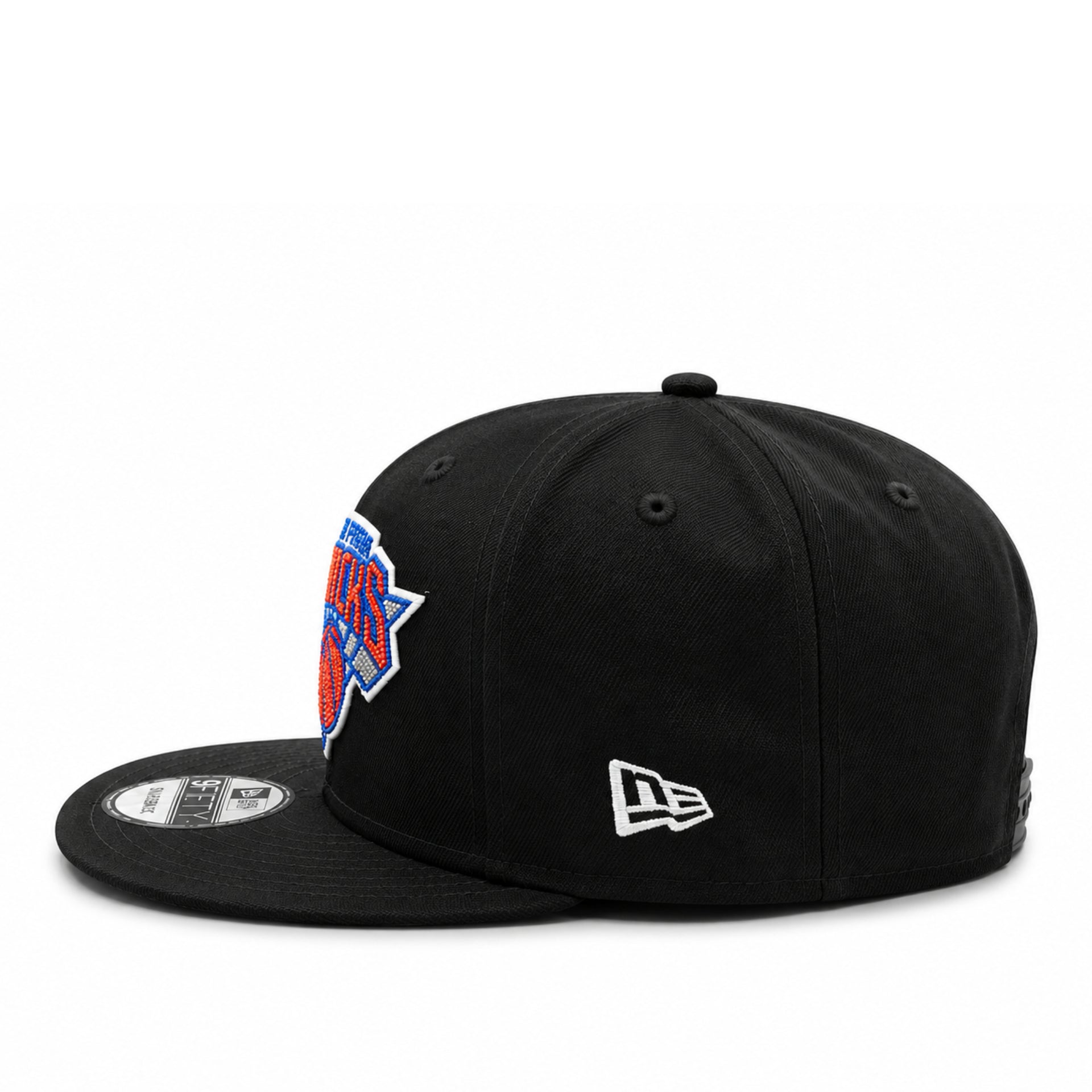 New Era New York Knicks Rhinestone Black 9FIFTY Snapback Hat side view