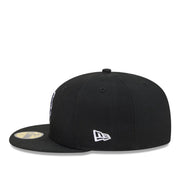 New Era New York Mets Black White Outlined 59FIFTY Fitted Hat left side view