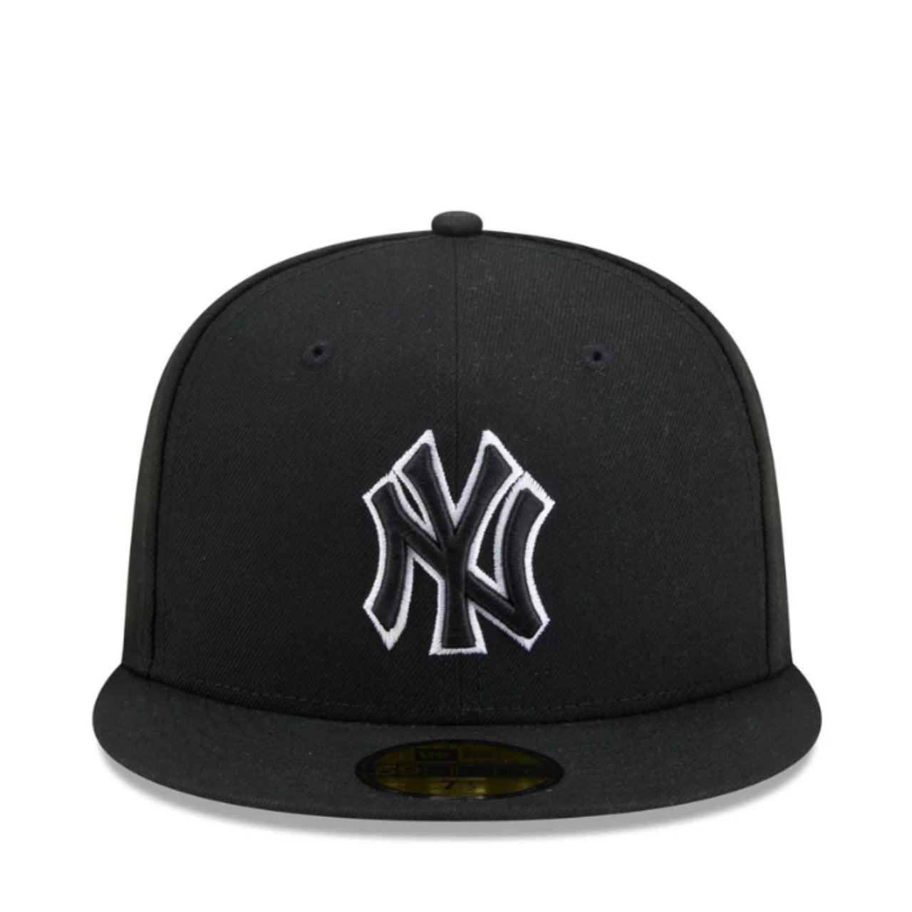New Era New York Yankees Black White Outlined 59FIFTY Fitted Hat front view