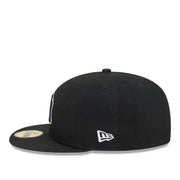 New Era New York Yankees Black White Outlined 59FIFTY Fitted Hat left side view