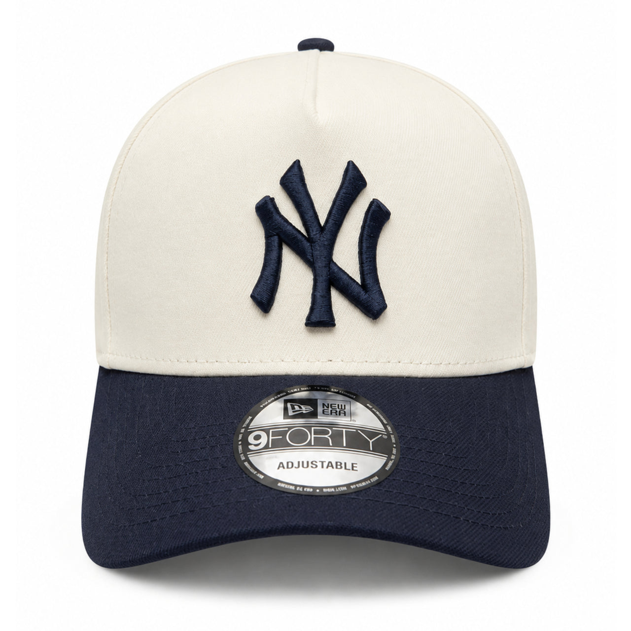 New Era New York Yankees Chrome Navy 9FORTY A-Frame Snapback Hat front view