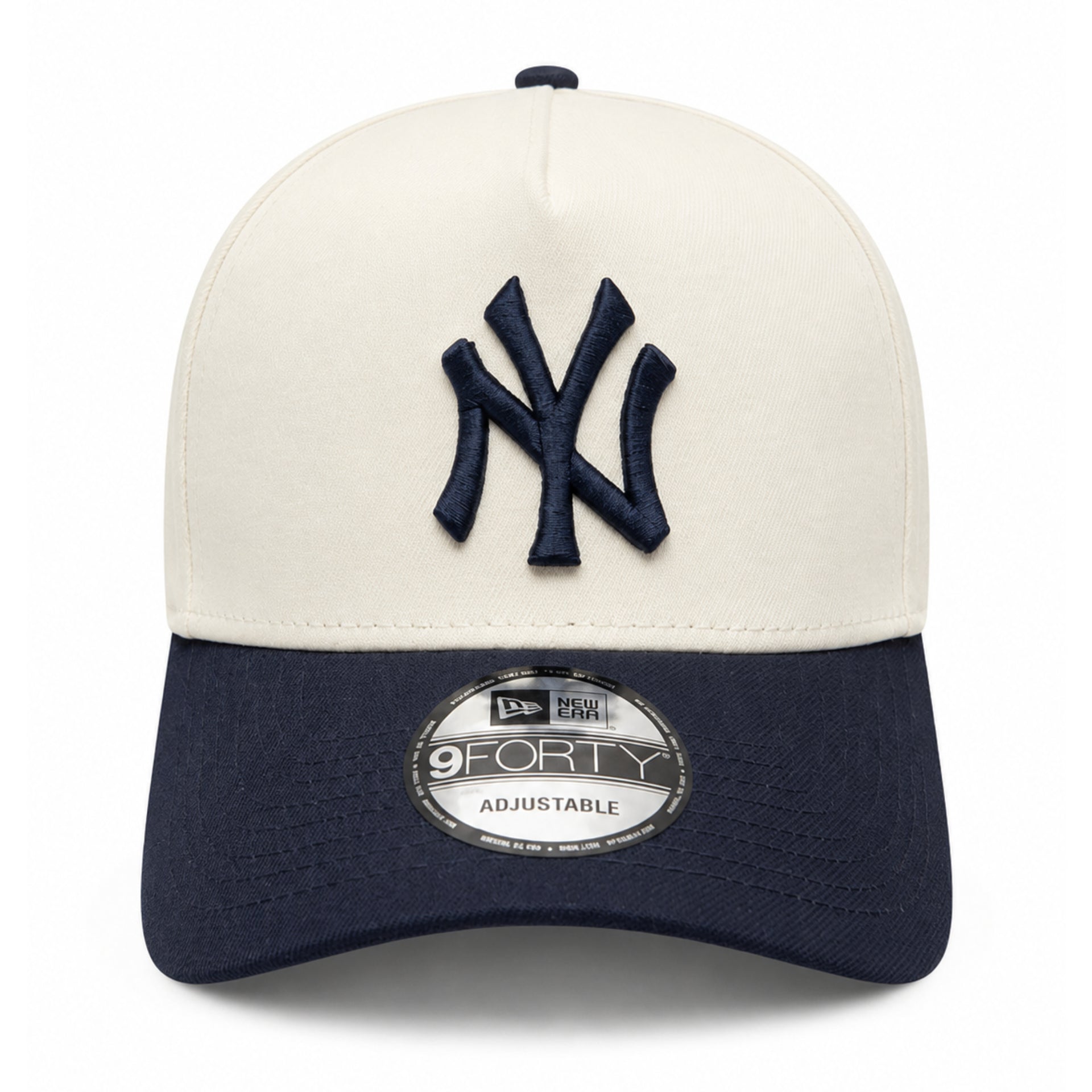 New Era New York Yankees Chrome Navy 9FORTY A-Frame Snapback Hat front view