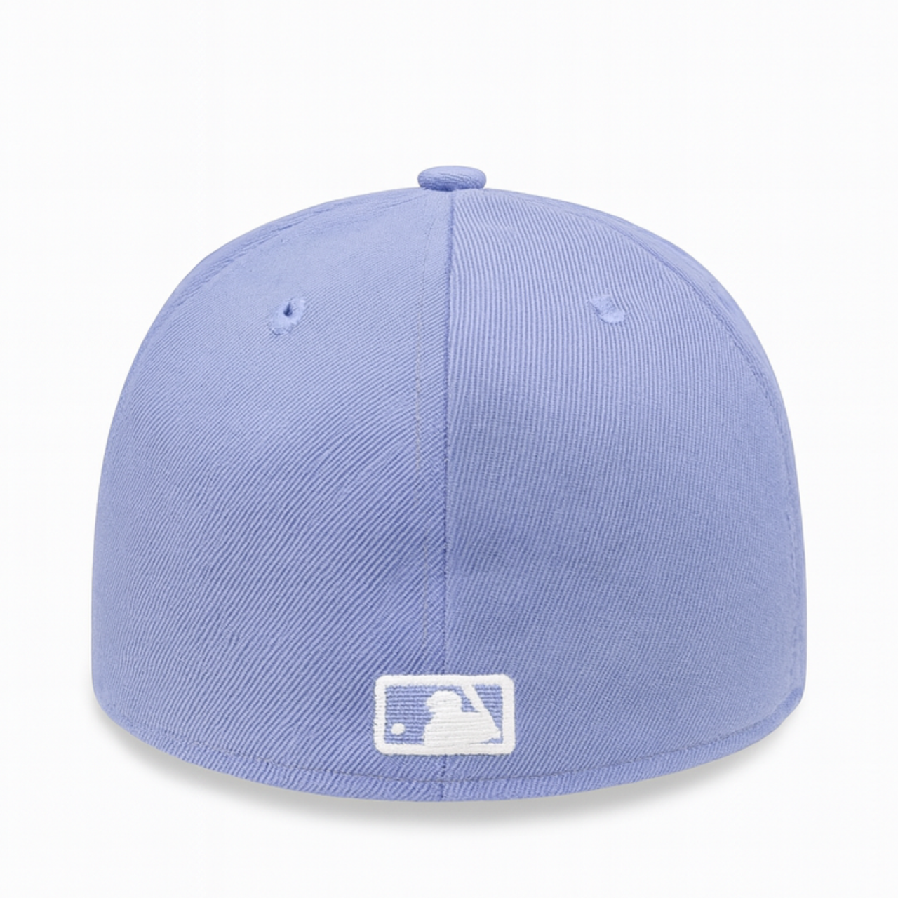 Lavender New Era New York Yankees 59FIFTY fitted hat with closed fitted back, back view on white background