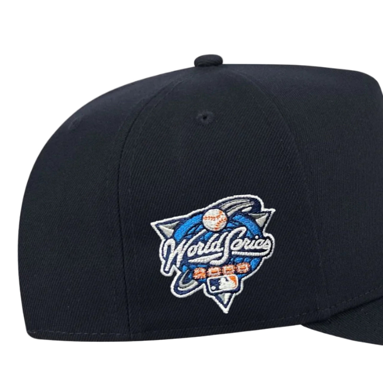 side patch of New York Yankees World Series 00 Navy 9FIFTY A-Frame Snapback Hat
