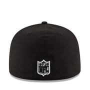 back of Las Vegas Raiders Script Black Silver Fitted Hat